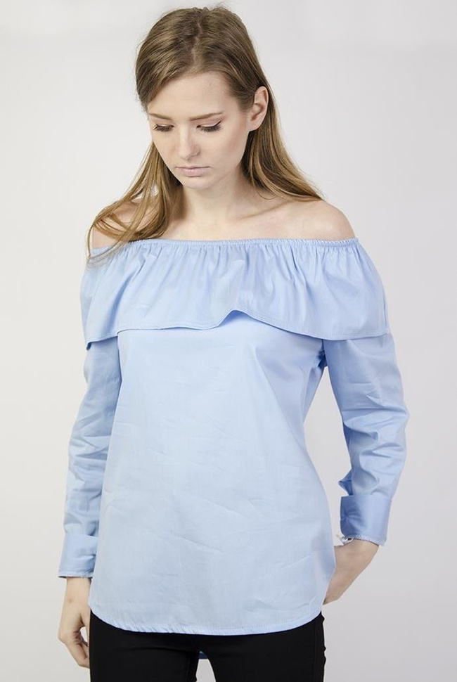 Koszula błękitna z hiszpańskim dekoltem