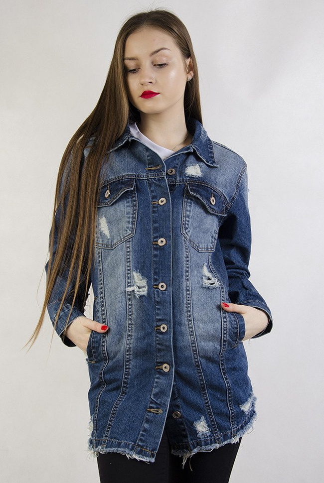 Kurtka jeansowa z motywem kwiatowym