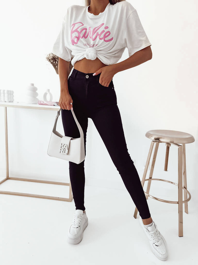 Czarne dopasowane spodnie z wysokim stanem