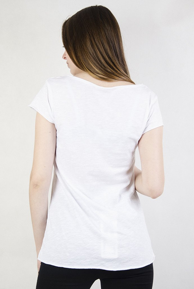 Biała bluzka z cekinowymi ustami