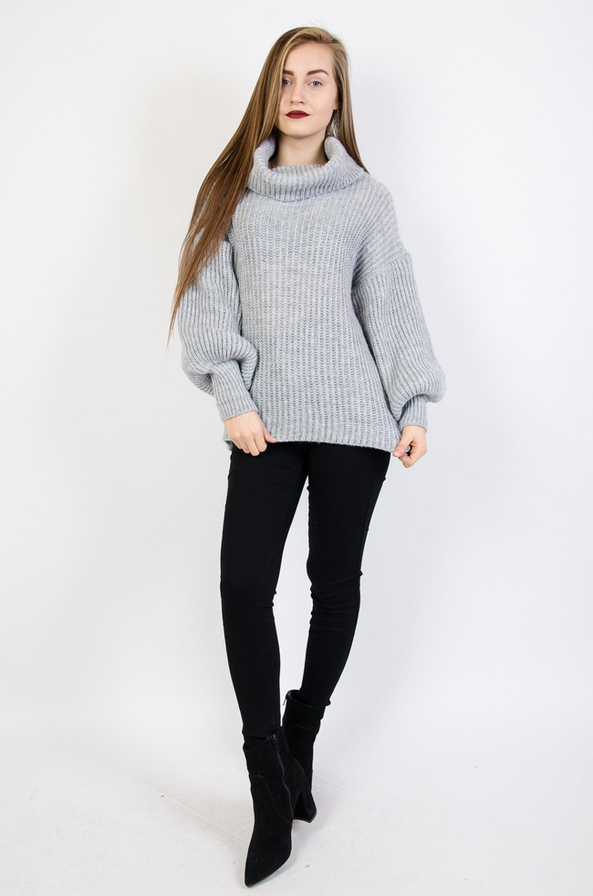 Szary golf z bufiastymi rękawami  