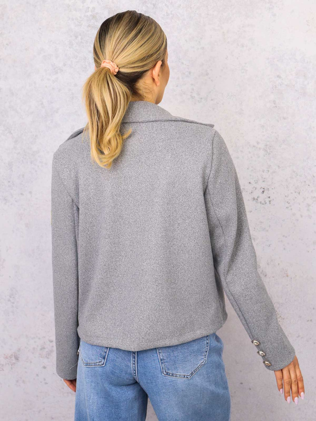 KURTKA Z KOŁNIERZYKIEM ZAPINANA NA GUZIKI- SZARA