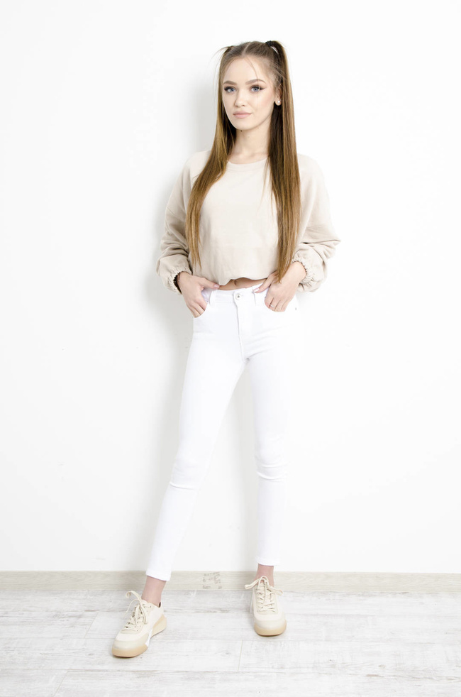 SPODNIE BIAŁE JEANSOWE PUSH UP- MID WAIST