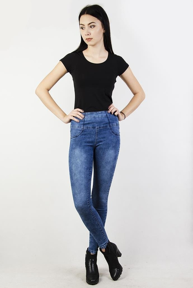 Spodnie jeansowe z zamkiem z boku, przylegające