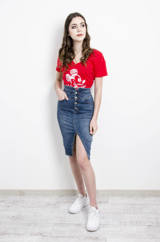 SPÓDNICA JEANSOWA MIDI Z GUZIKAMI 