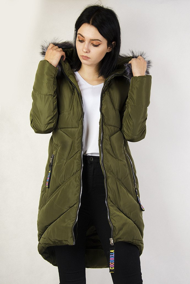 Zielona pikowana kurtka z wyszywaną gwiazdą 