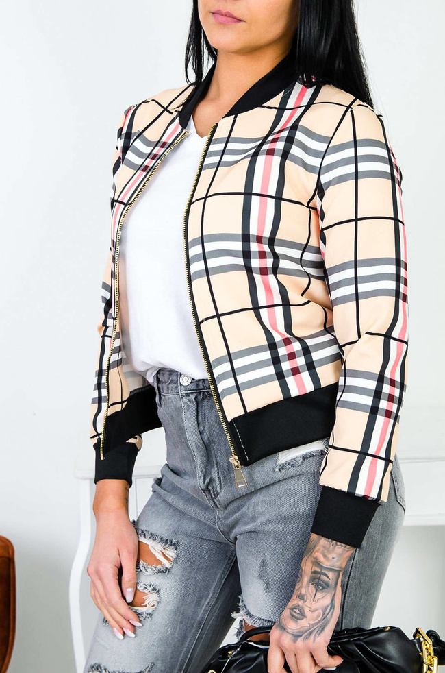 BEŻOWA BLUZA BOMBERKA W KARATĘ ( S-L )