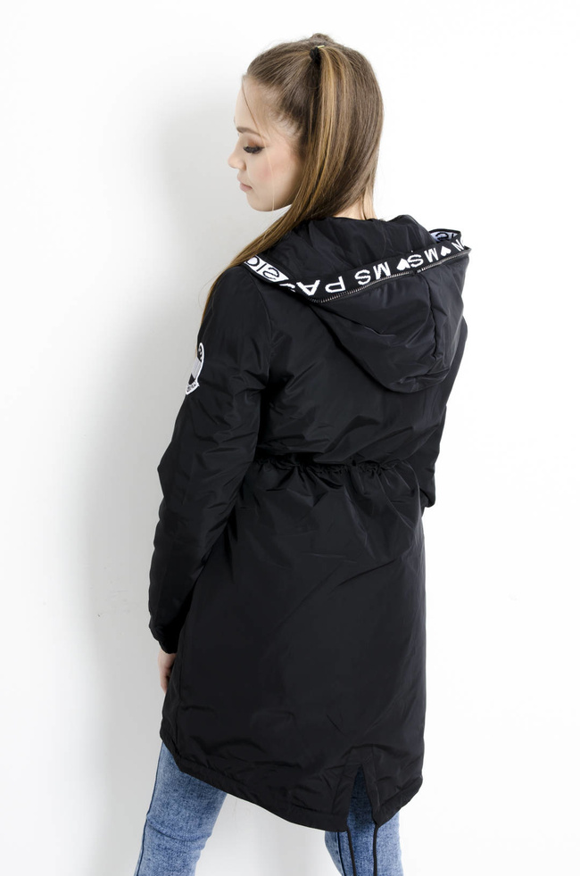 KURTKA PARKA Z KAPTUREM W KOLORZE CZARNYM