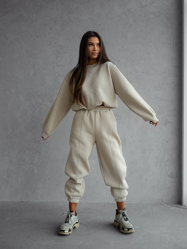 KOMPLET DRESOWY BLUZA+ SPODNIE- BEŻOWY