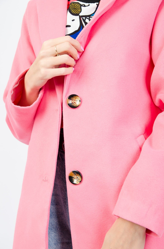 WIOSENNY PŁASZCZ W PASTELOWYM ODCIENIU - JASNO RÓŻOWY