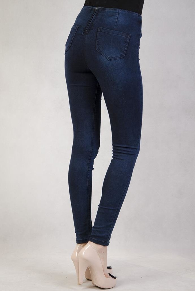 Spodnie jeansowe z wysokim stanem i zamkiem z tyłu