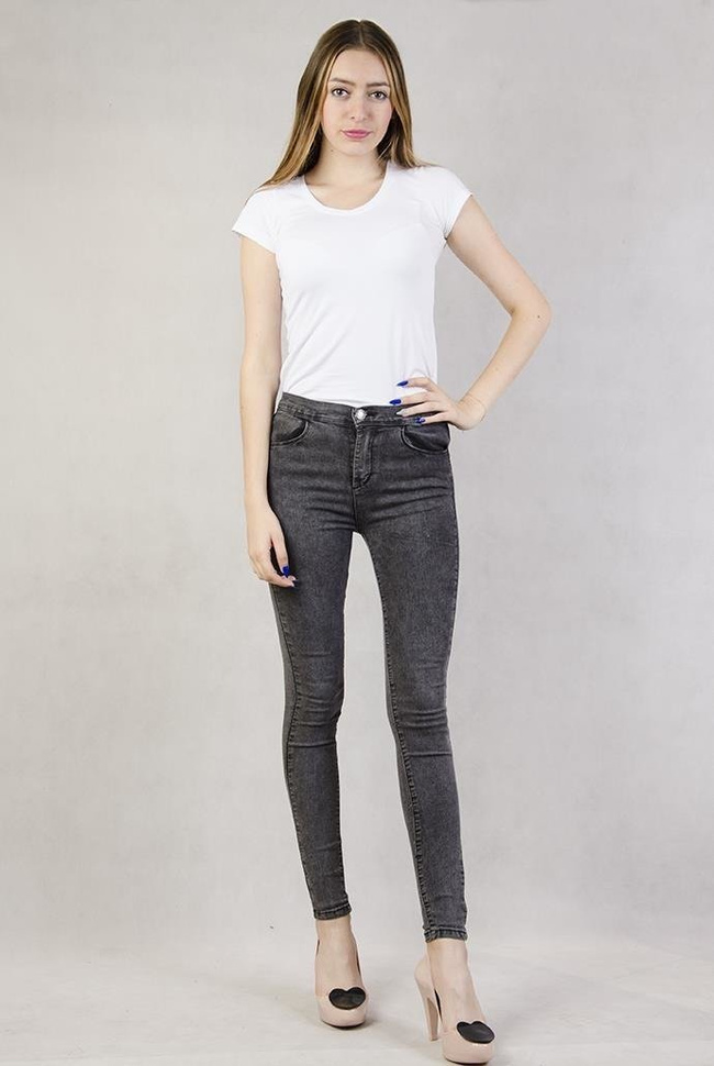 Szare marmurkowe spodnie rurki