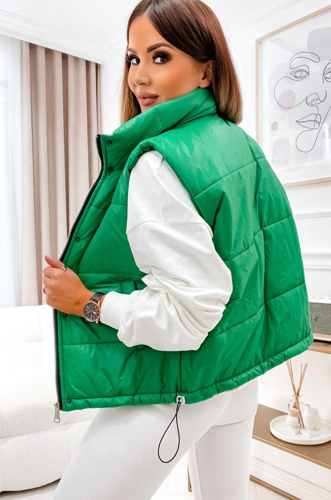 ZIELONA KAMIZELKA ZAPINANA NA ZATRZASKI