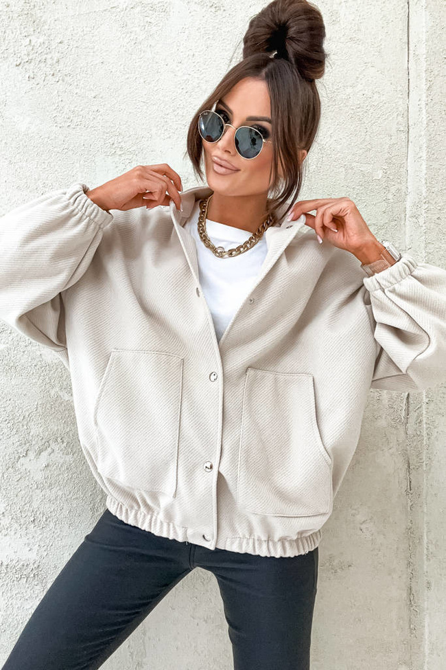 KURTKA BOMBERKA OVERSIZE- BEŻOWA