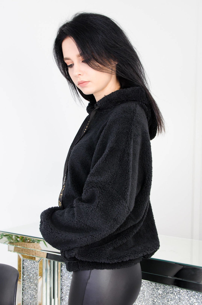 CZARNA BLUZA POLAROWA Z KAPTUREM 