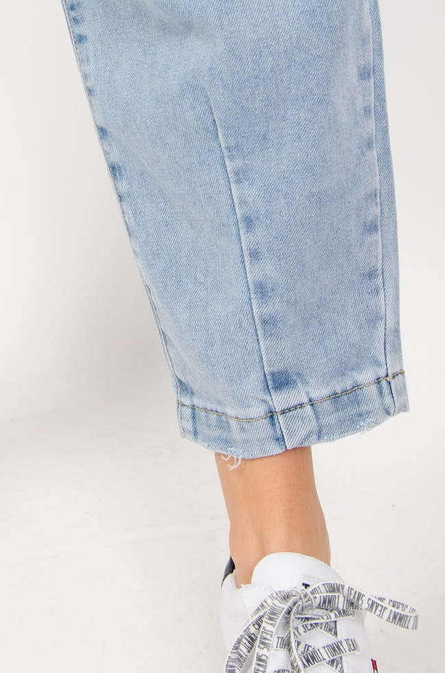 NIEBIESKIE SPODNIE JEANSOWE TYPU BALLOON JEANS Z WYSOKIM STANEM