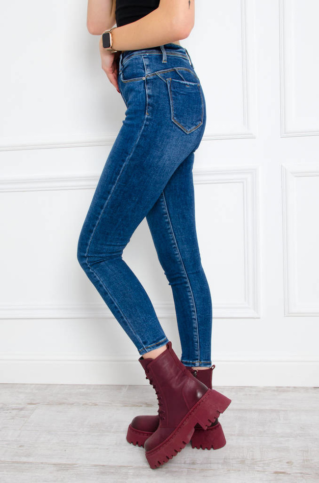 SPODNIE JEANSOWE SKINNY PUSH UP- CIEMNY JEANS