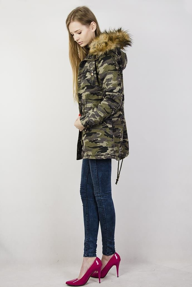 Kurtka parka moro z futerkiem