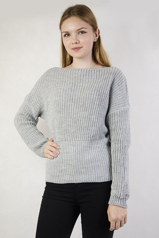 Szary sweterek z wiązaniem z tyłu