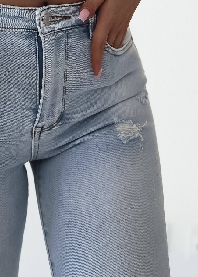 JASNE SPODNIE JEANSOWE SKINNY Z PRZETARCIAMI