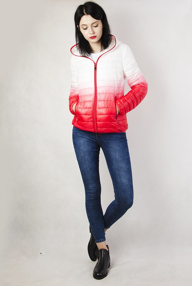 Kurtka pikowana biało-czerwona