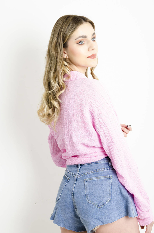 KOSZULA MUŚLINOWA W KOLORZE RÓŻOWYM