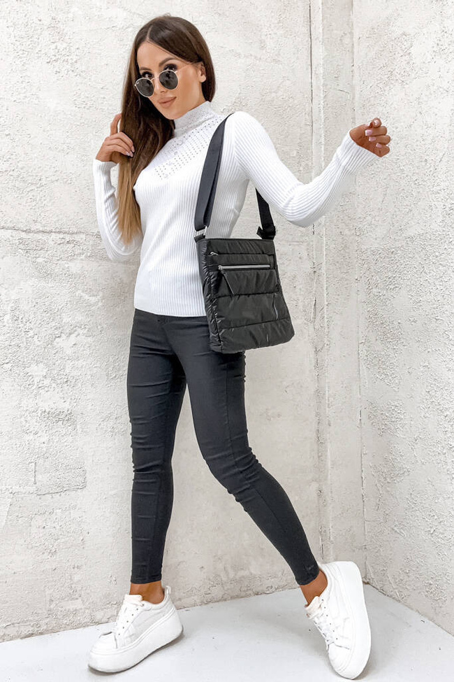 TORBA PIKOWANA Z OZDOBNM ZAMKIEM- CZARNA