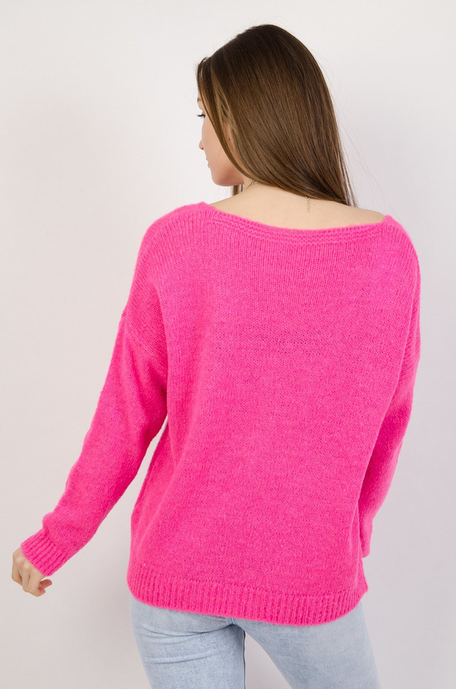 Różowy neonowy sweter oversize 