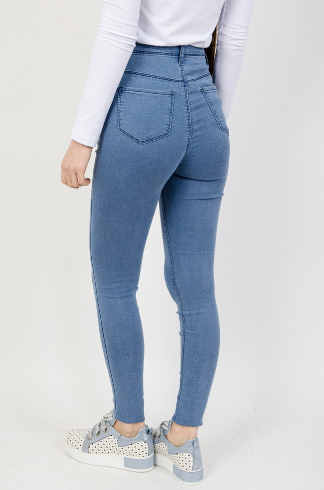 Jasno niebieskie spodnie - jegginsy z wysokim stanem