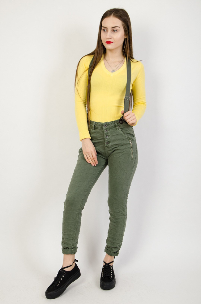 Joggery khaki zapinane na guziki