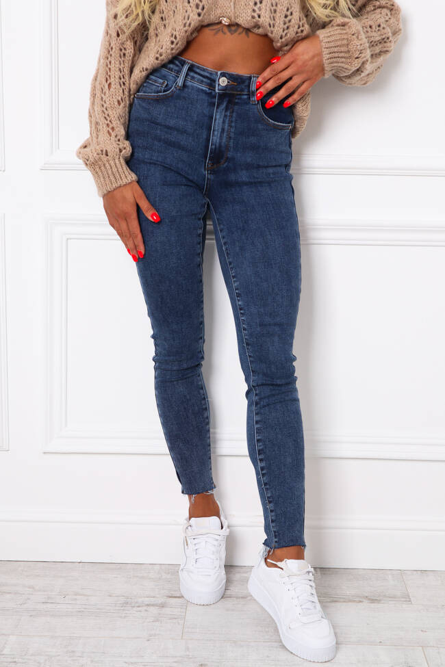 SPODNIE JEANSOWE SKINNY PUSH UP- CIEMNY GRANAT