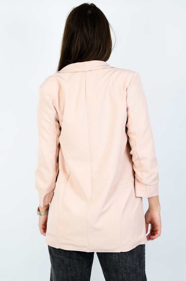 JASNO-RÓŻOWA MARYNARKA Z MARSZCZENIEM NA RĘKAWACH