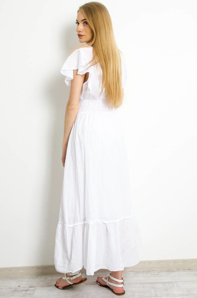 BIAŁA DŁUGA MUŚLINOWA SUKIENKA NA ZAKŁĄDKĘ