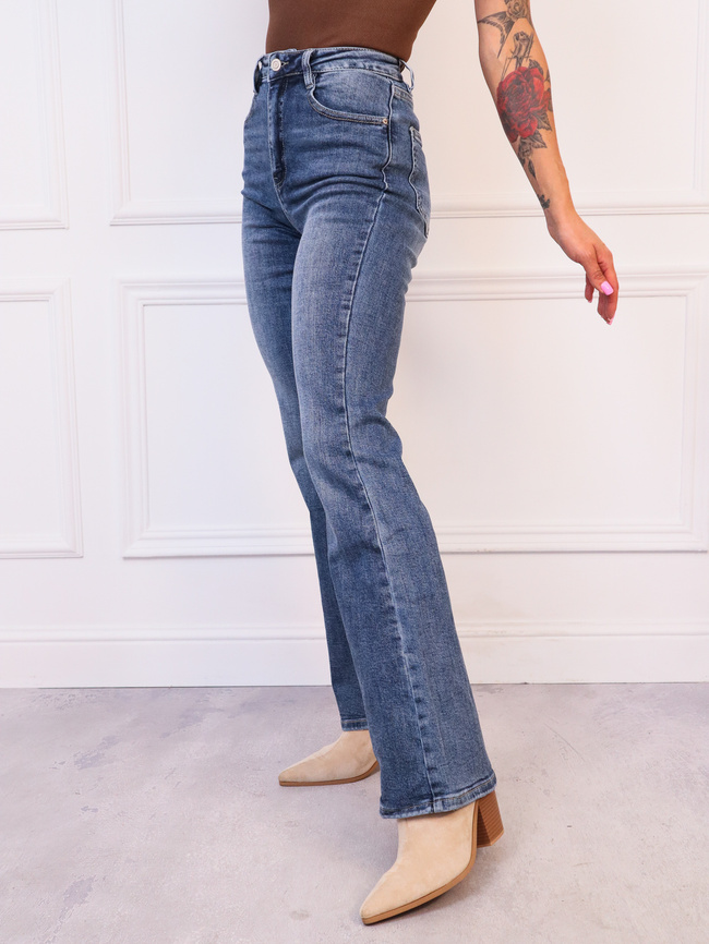 SPODNIE JEANSOWE DZWONY FLARE Z WYSOKIM STANEM