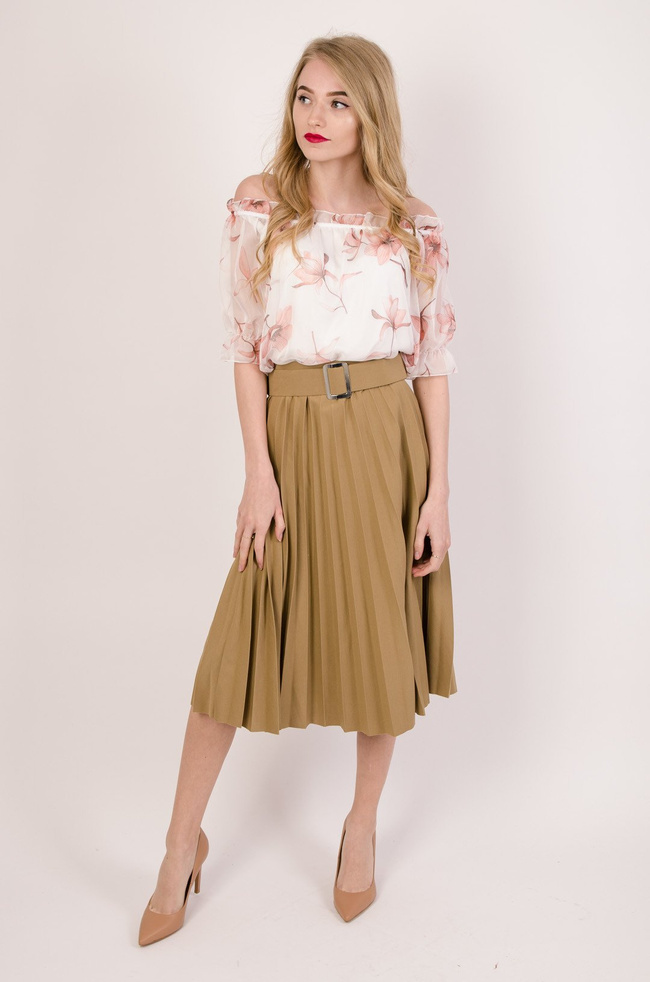 Biała szyfonowa bluzka w kwiatki