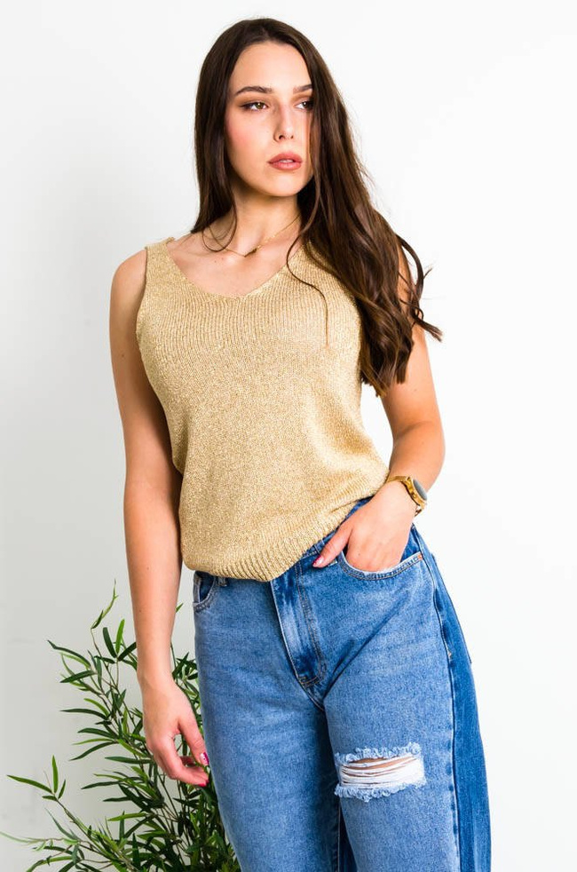 TOP NA RAMIĄCZKACH PRZESZYWANY ZŁOTĄ NITKĄ 