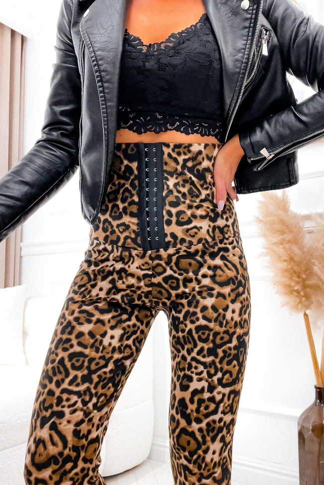 LEGGINSY MODELUJĄCE W PANTERKĘ- BEŻOWE