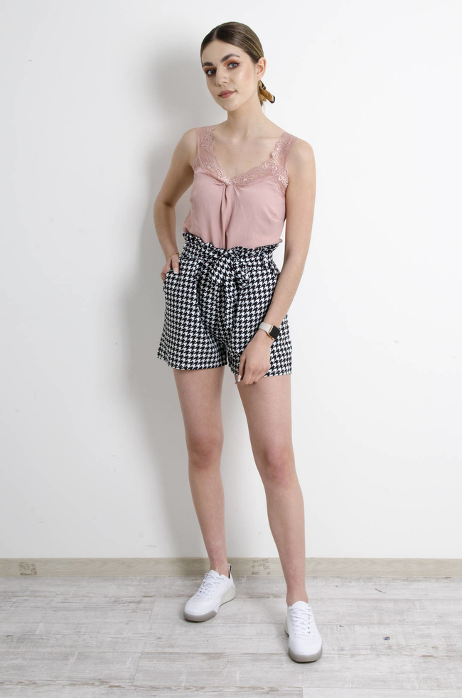 BIELIŹNIANY TOP Z KORONKĄ - JASNO-RÓŻOWY