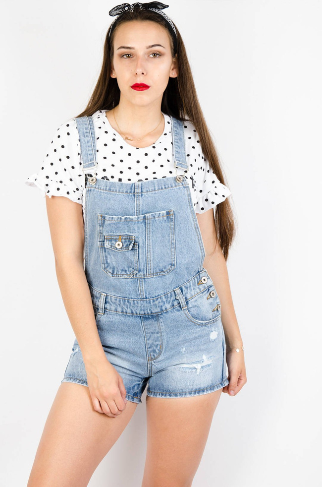 JEANSOWE OGRODNICZKI Z PRZETARCIAMI