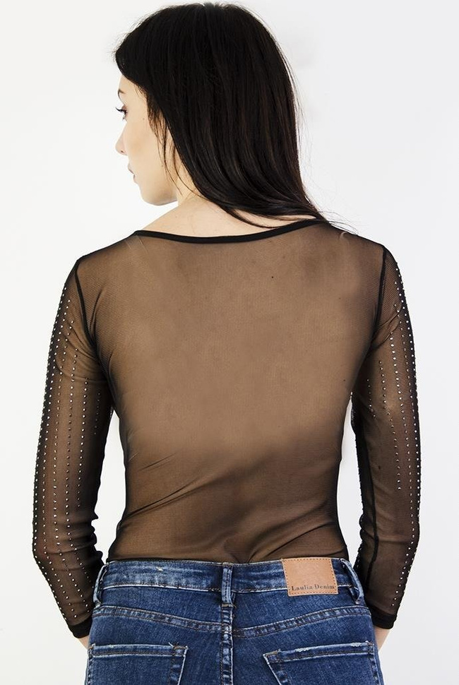 Czarne, siatkowane body z cyrkoniami