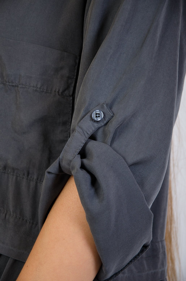 Grafitowa dwuwarstwowa sukienka oversize