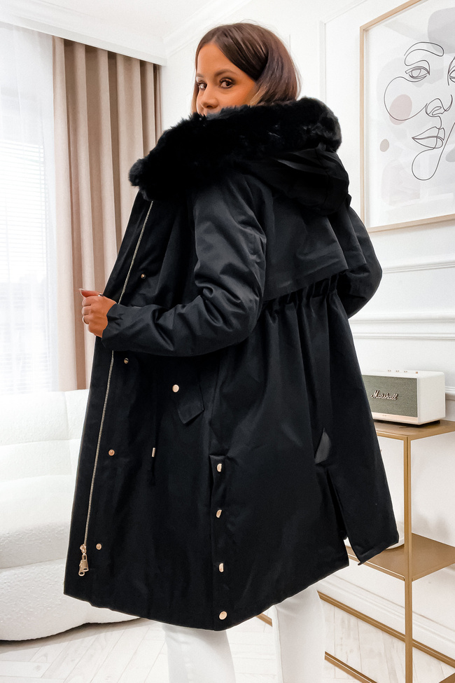 KURTKA PARKA NA MISIU- CZARNA