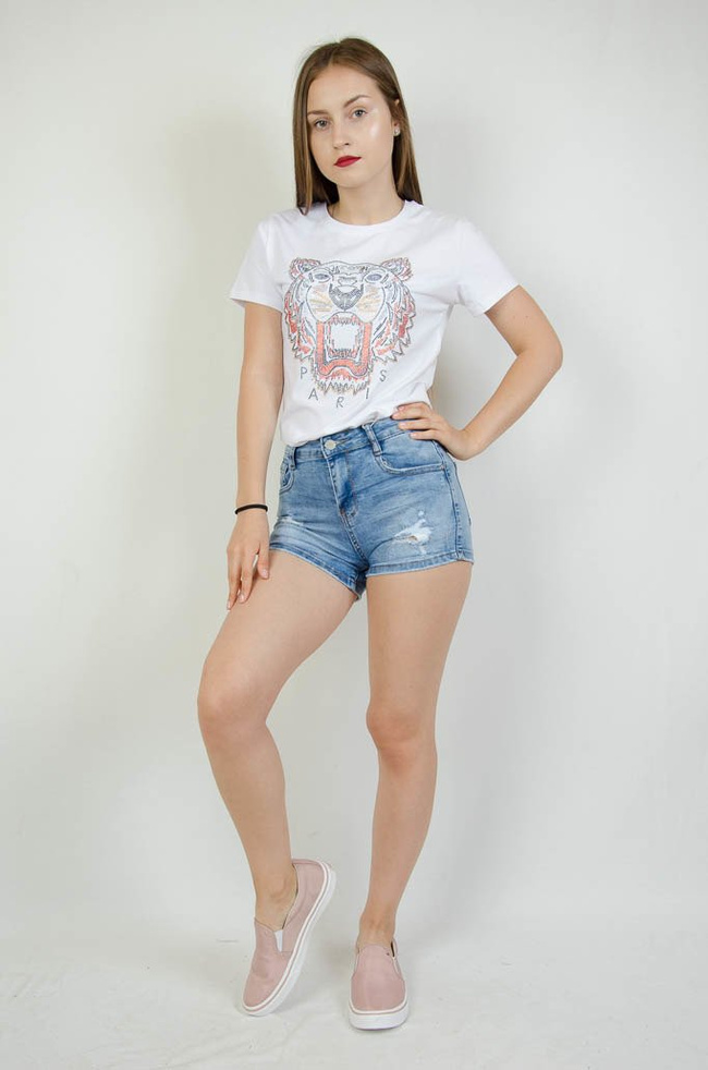 Jeansowe szorty z przetarciami