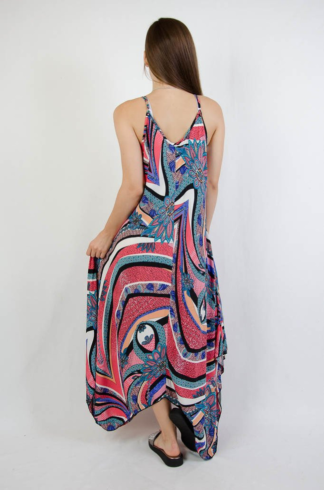 ASYMETRYCZNA SUKIENKA W KOLOROWE WZORY