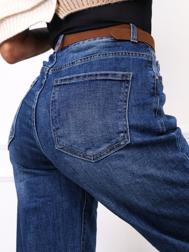 SPODNIE JENASOWE MOM FIT Z WYSOKIM STANEM- NIEBIESKIE