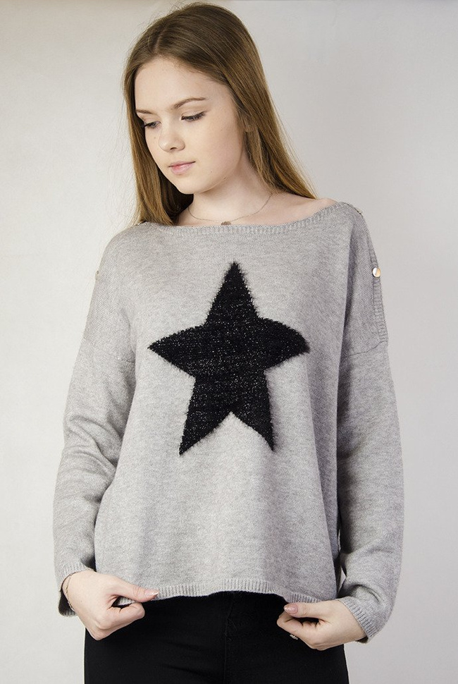 Szary sweterek z czarną gwiazdą