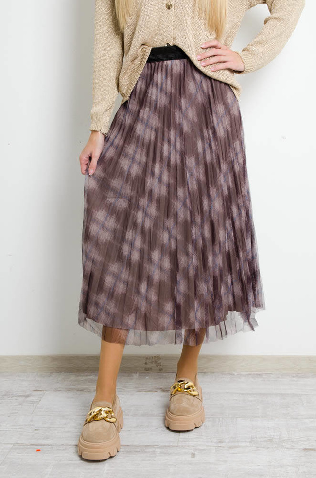 BRĄZOWA DWUSTRONNA SPÓDNICA Z TIULEM