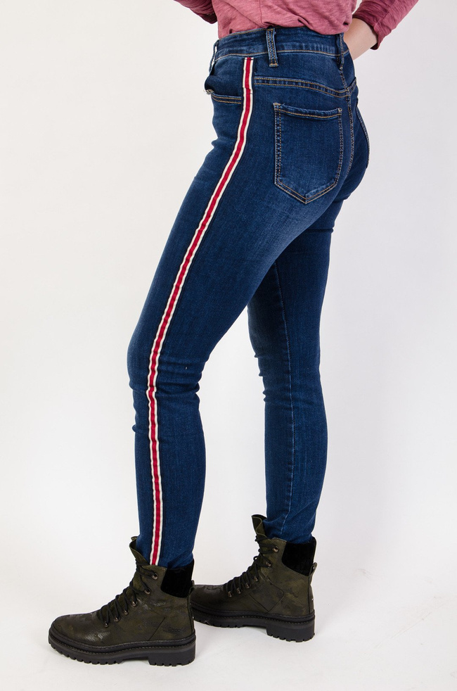 Spodnie jeansowe Plus Size z lampasami