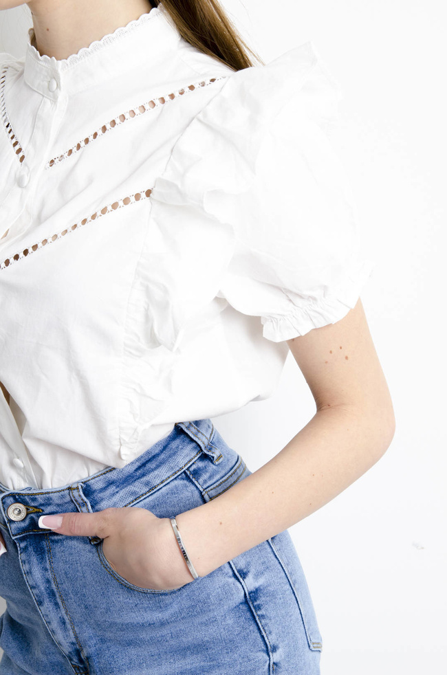 BLUZKA KOSZULOWA Z BUFIASTYMI RĘKAWAMI