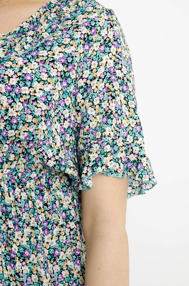 SUKIENKA MINI W KWIATY - FIOLETOWA